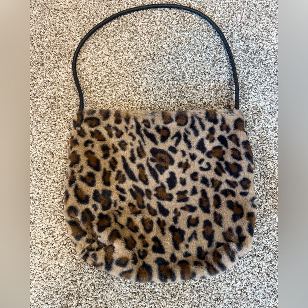 Leopard Print Faux Fur Shoulder Bag Like New - Picture 1 of 5
